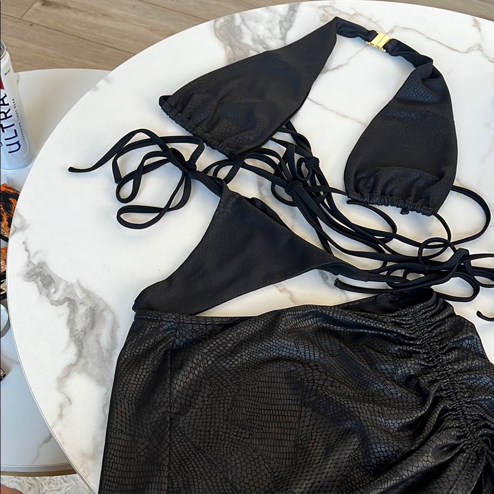Black Snakeskin Bikini Set